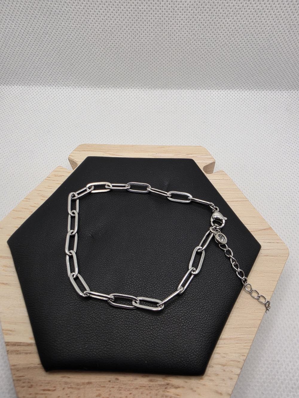 Silver Tone Paperclip Chain Bracelet. New. Stainless Steel.